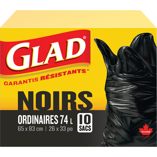 Sacs &agrave; ordures 74 L, R&eacute;gulier, 26" la x 33" lo, Noir Helyx Safety & Industrial Supplies