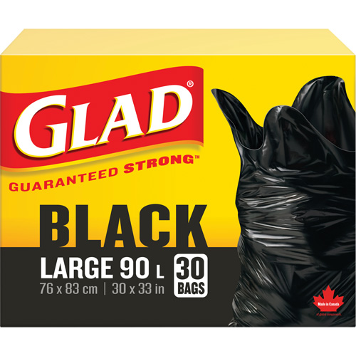90L Garbage Bags, Regular, 30" W x 33" L, Black Helyx Safety & Industrial Supplies