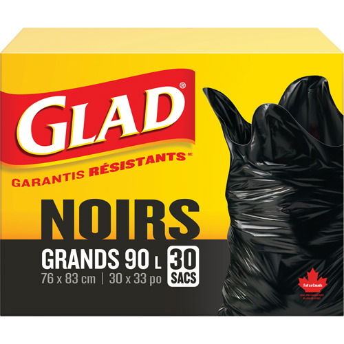 90L Garbage Bags, Regular, 30" W x 33" L, Black Helyx Safety & Industrial Supplies