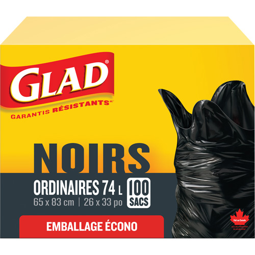 Sacs &agrave; ordures 74 L, R&eacute;gulier, 26" la x 33" lo, Noir Helyx Safety & Industrial Supplies