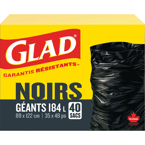 Sacs &agrave; ordures 184 L, R&eacute;gulier, 35" la x 48" lo, Noir Helyx Safety & Industrial Supplies