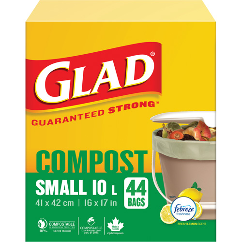 Small Compostable Bags, Regular, 17" L x 16" W, Brown, 10 L (3 Gal.) Capacity Helyx Safety & Industrial Supplies