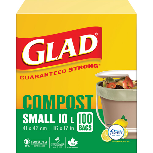 Small Compostable Bags, Regular, 17" L x 16" W, Brown, 10 L (3 Gal.) Capacity Helyx Safety & Industrial Supplies