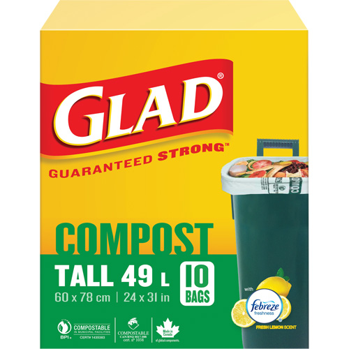 Sacs de compostage hauts, R&eacute;gulier, 31" lo x 24" la, Brun, Capacit&eacute; de 49 L (13 gal.) Helyx Safety & Industrial Supplies