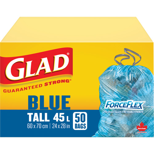 Sacs de recyclage 45 L, R&eacute;gulier, 24" la x 28" lo, Bleu Helyx Safety & Industrial Supplies