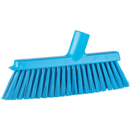 Dustpan Broom with Angled Thread, Medium Bristles, 10", Polyester, Blue Helyx Safety & Industrial Supplies