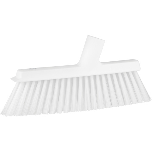 Dustpan Broom with Angled Thread, Medium Bristles, 10", Polyester, White Helyx Safety & Industrial Supplies