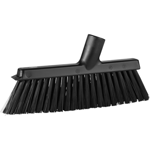 Dustpan Broom with Angled Thread, Medium Bristles, 10", Polyester, Black Helyx Safety & Industrial Supplies