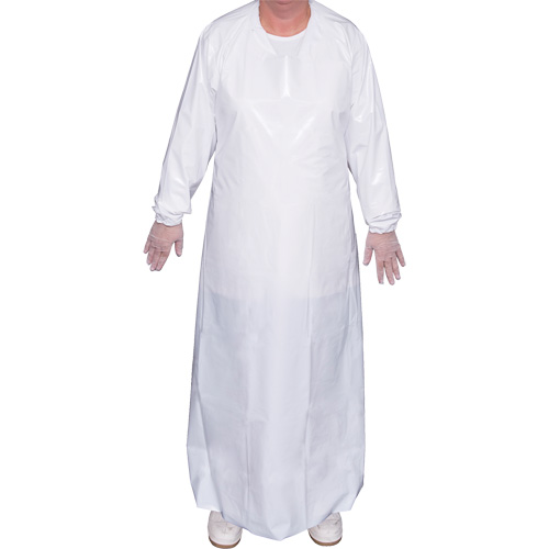 Top Dog 6 Mil. Gown, Large, White, Polyurethane Helyx Safety & Industrial Supplies