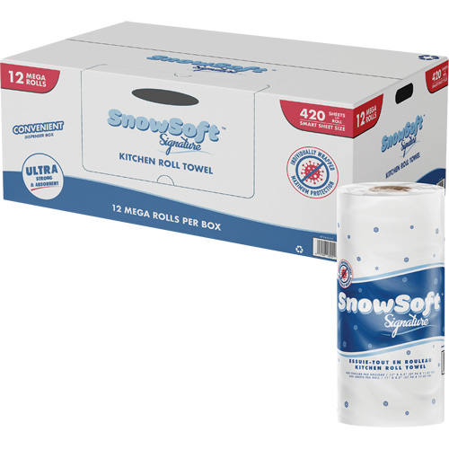 Snow Soft Signature Kitchen Towel Roll, 2 Ply, 420 Sheets/Roll, 4.5" W, 11" L Helyx Safety & Industrial Supplies