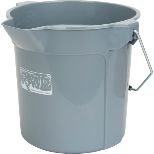 Seau rond avec bec verseur, Capacit&eacute; de 2,64 gal. US (10,57 pintes), Gris Helyx Safety & Industrial Supplies