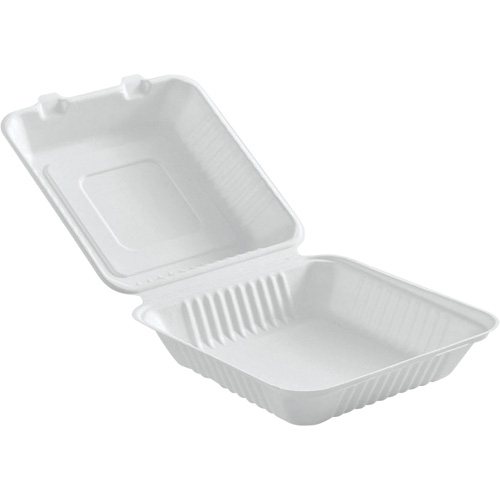 Compostable Hinged Food Containers, Bagasse, Square Helyx Safety & Industrial Supplies