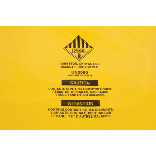 Doublures pour d&eacute;chets dangereux, Amiante, 40" lo x 35" la, 3 mils Helyx Safety & Industrial Supplies