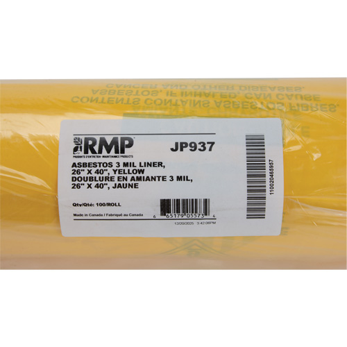 Hazardous Waste Liners, Asbestos, 40" L x 26" W, 3 mils Helyx Safety & Industrial Supplies