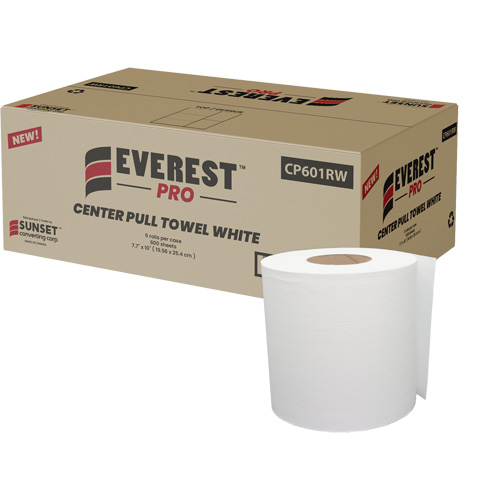 Essuie-mains en papier blanc, 1 pli, D&eacute;rouler par le centre Helyx Safety & Industrial Supplies
