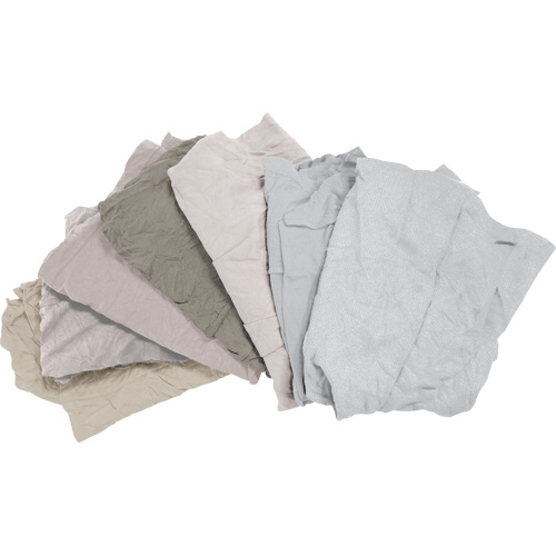 Chiffons fabriqu&eacute;s &agrave; partir de mat&eacute;riaux recycl&eacute;s, Coton, Blanc, 25 lb Helyx Safety & Industrial Supplies