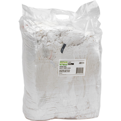 Chiffons fabriqu&eacute;s &agrave; partir de mat&eacute;riaux recycl&eacute;s, Coton, Blanc, 25 lb Helyx Safety & Industrial Supplies