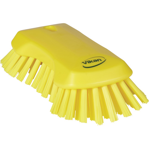 Hand Brush, Extra Stiff Bristles, 9-1/10" Long, Yellow Helyx Safety & Industrial Supplies