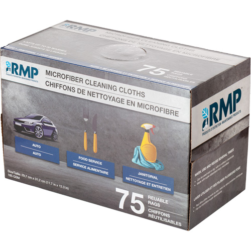 Washable Cleaning Cloths, Microfibre, White Helyx Safety & Industrial Supplies