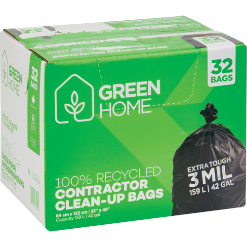 Sacs &agrave; ordures Green Home, Fort, 33" la x 48" lo, 3 mils, Noir, Capacit&eacute; 159 L (42 gal.) Helyx Safety & Industrial Supplies