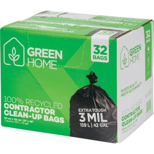 Sacs &agrave; ordures Green Home, Fort, 33" la x 48" lo, 3 mils, Noir, Capacit&eacute; 159 L (42 gal.) Helyx Safety & Industrial Supplies