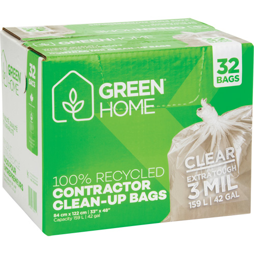 Sacs &agrave; ordures Green Home, Fort, 33" la x 48" lo, 3 mils, Transparent, Capacit&eacute; 159 L (42 gal.) Helyx Safety & Industrial Supplies