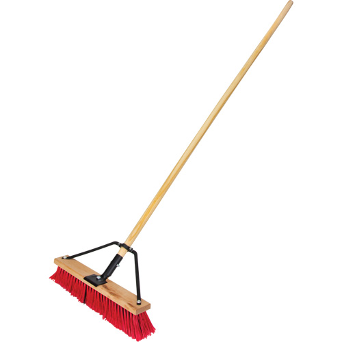 Push Broom with Braced Handle, 18", Medium, PVC Bristles Helyx Safety & Industrial Supplies