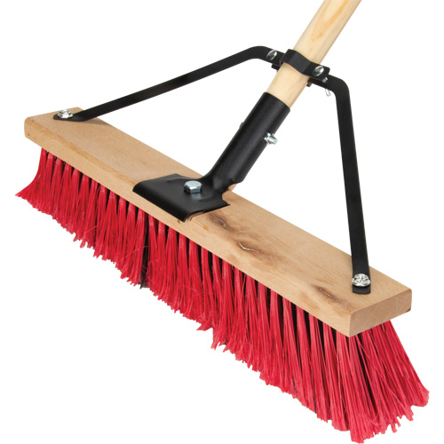 Push Broom with Braced Handle, 18", Medium, PVC Bristles Helyx Safety & Industrial Supplies