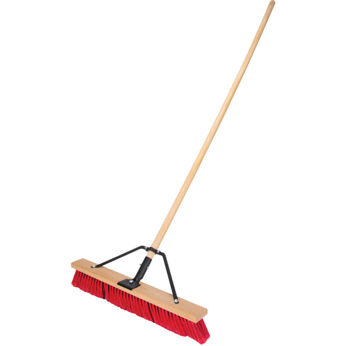 Push Broom with Braced Handle, 24", Medium, PVC Bristles Helyx Safety & Industrial Supplies