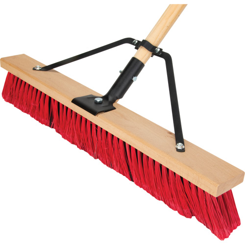Push Broom with Braced Handle, 24", Medium, PVC Bristles Helyx Safety & Industrial Supplies
