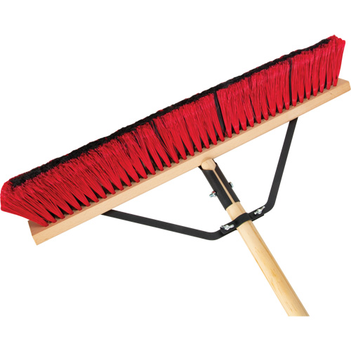 Push Broom with Braced Handle, 24", Medium, PVC Bristles Helyx Safety & Industrial Supplies