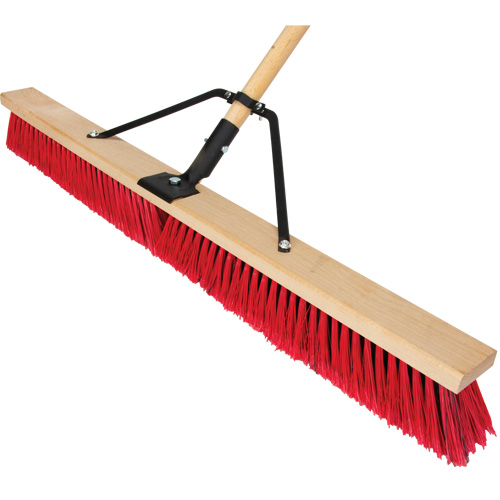 Push Broom with Braced Handle, 36", Medium, PVC Bristles Helyx Safety & Industrial Supplies