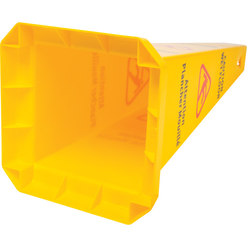 C&ocirc;ne d'avertissement de plancher mouill&eacute;, Bilingue avec pictogramme Helyx Safety & Industrial Supplies