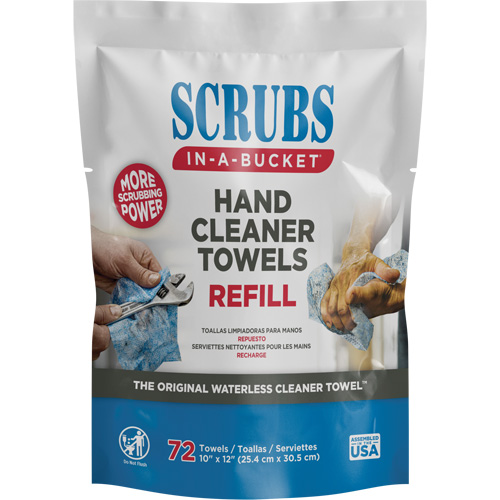 Hand Cleaner Towels Refill Pack, 72 Wipes, 10" x 12" Helyx Safety & Industrial Supplies