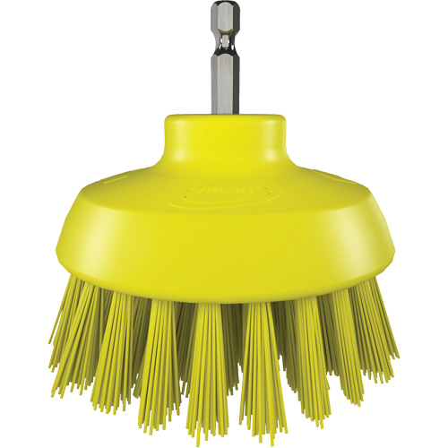 HyDrive Round Drill Brush, Extra Stiff Bristles, 3-1/10" Long, Yellow Helyx Safety & Industrial Supplies