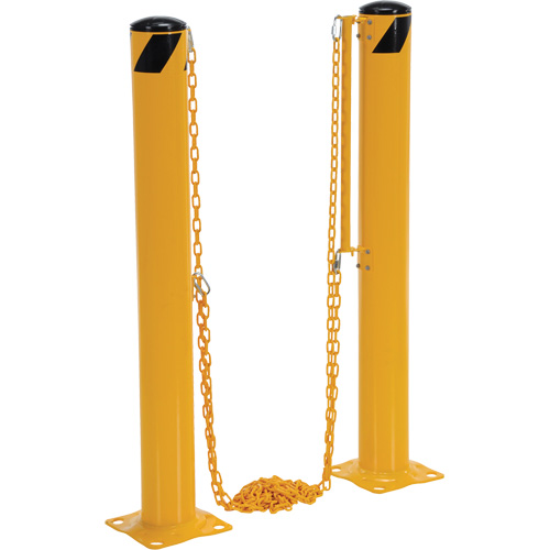 Syst&egrave;me de bornes de protection et chaînes pour quai, Acier, 42" h x 6-5/8" la, Jaune Helyx Safety & Industrial Supplies