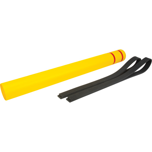 Capuchon en poly&eacute;thyl&egrave;ne pour borne de protection, 4-1/2" dia. x 52" l, Rouge/Jaune Helyx Safety & Industrial Supplies