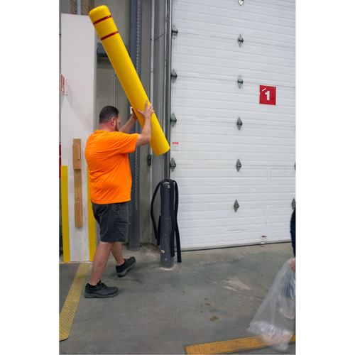 Polyethylene Bollard Cover, 6-5/8" Dia. x 52" L, Red/Yellow Helyx Safety & Industrial Supplies