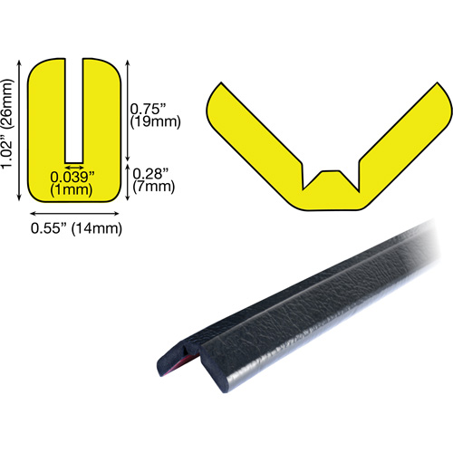 Butoir de protection de rebords mod&egrave;le W 1M, Longueur 3,25' (0,99 m) Helyx Safety & Industrial Supplies