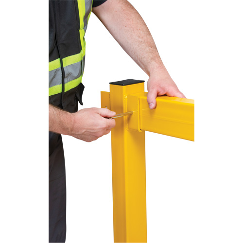 Corner Post for Light-Duty Guard Rails, Steel, 42" H, Safety Yellow Helyx Safety & Industrial Supplies