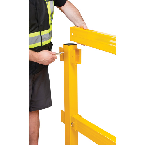 Corner Post for Light-Duty Guard Rails, Steel, 42" H, Safety Yellow Helyx Safety & Industrial Supplies