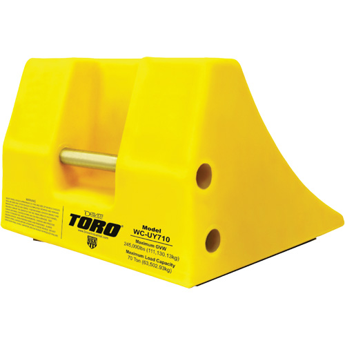 70 Ton Large Equipment Wheel Chock with Handle, Urethane, Yellow Helyx Safety & Industrial Supplies
