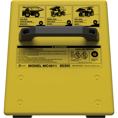 Checkers Safety Heavy-Duty Ultra Class Mining Wheel Chock without Bracket, HDPE, Yellow, 14-1/2" W x 17-1/2" D x 16" H Helyx Safety & Industrial Supplies