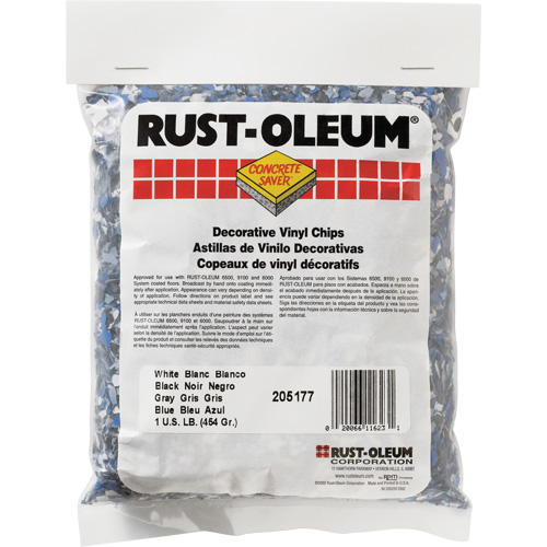 Pastilles de vinyle d&eacute;coratives Concrete Saver, 0,5 kg, Sac, M&eacute;lange noir/blanc/bleu Helyx Safety & Industrial Supplies