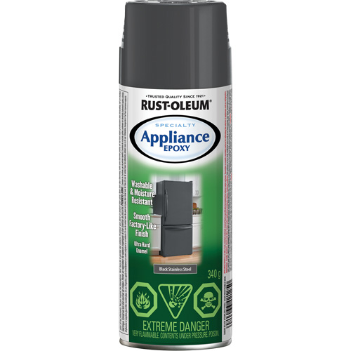 Rev&ecirc;tement &eacute;poxyde sp&eacute;cialis&eacute; pour &eacute;lectrom&eacute;nagers, Canette a&eacute;rosol, Acier inoxydable noir Helyx Safety & Industrial Supplies