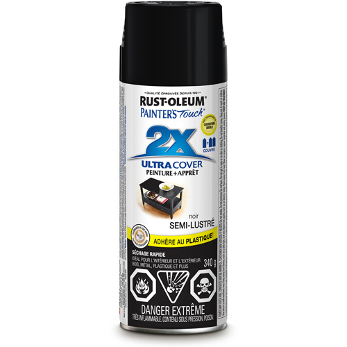 Peinture &agrave; pouvoir couvrant &eacute;lev&eacute; Painter's Touch, Noir, Semi-brillant, Canette a&eacute;rosol Helyx Safety & Industrial Supplies