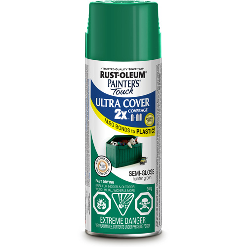 Peinture &agrave; pouvoir couvrant &eacute;lev&eacute; Painter's Touch, Vert chasseur, Semi-brillant, Canette a&eacute;rosol Helyx Safety & Industrial Supplies