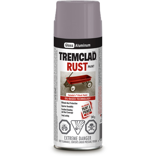 Tremclad&reg; Oil Based Rust Paint, Silver Aluminum, Gloss, Aerosol Can Helyx Safety & Industrial Supplies
