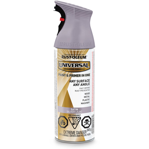 Peinture-&eacute;mail et couche de fond Universal, Mauve lilas argent, Satin, Canette a&eacute;rosol Helyx Safety & Industrial Supplies