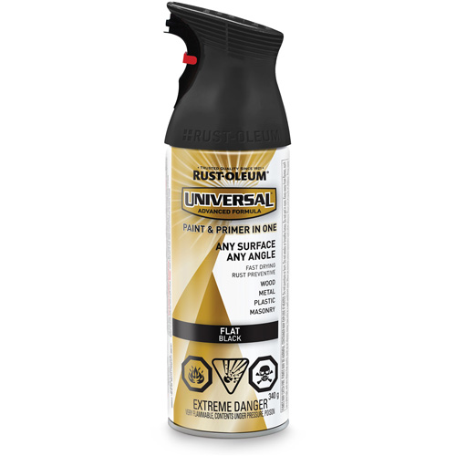Universal&reg; Enamel Paint & Primer In One, Black, Very Flat, Aerosol Can Helyx Safety & Industrial Supplies